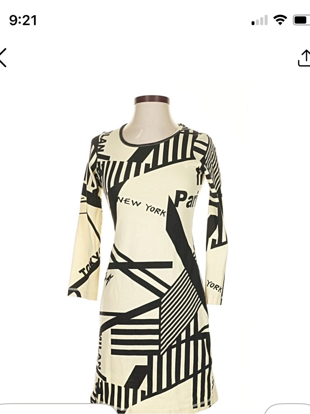 Sonia Rykiel Black & Cream Graphic Long-Sleeve Shift Dress
